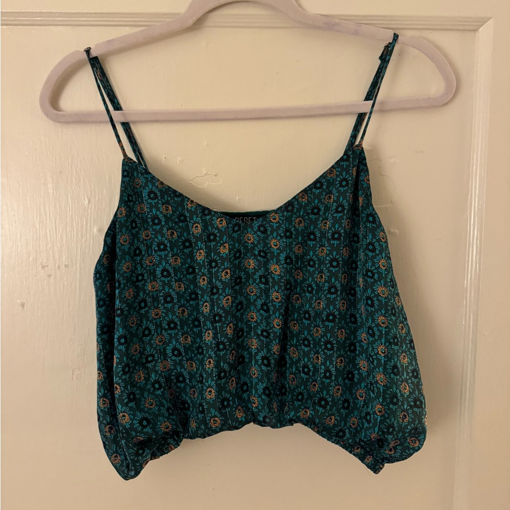 Floral Green Spaghetti Strap Top